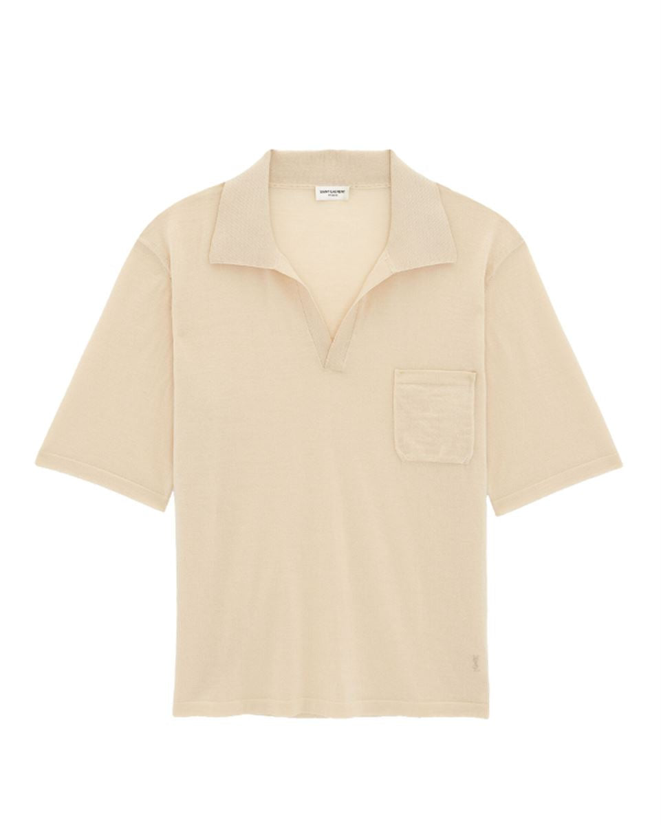 CASSANDRE-EMBROIDERED WOOL POLO SHIRT SAINT LAURENT