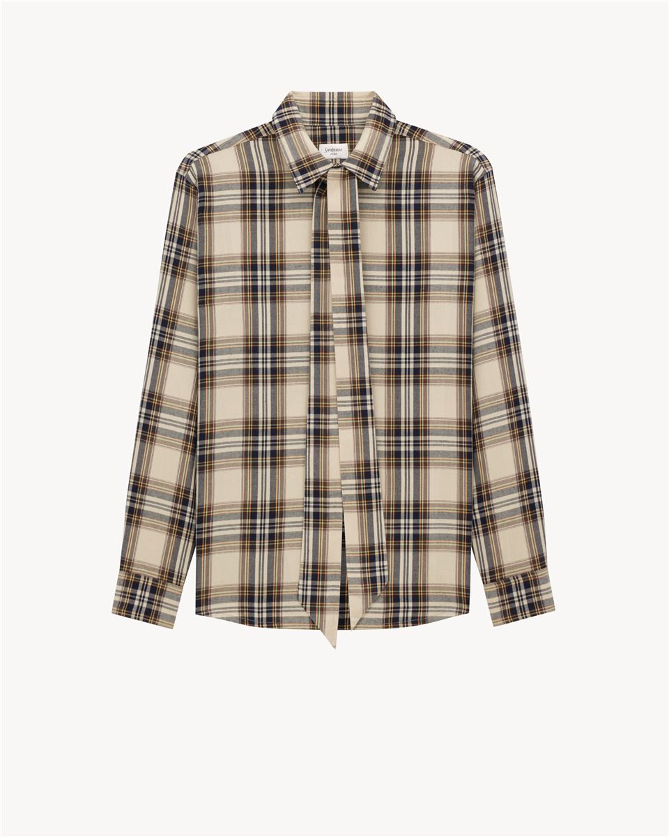 CASSANDRE LAVALLIÈRE SHIRT IN COTTON TARTAN-SAINT LAURENT-Verso