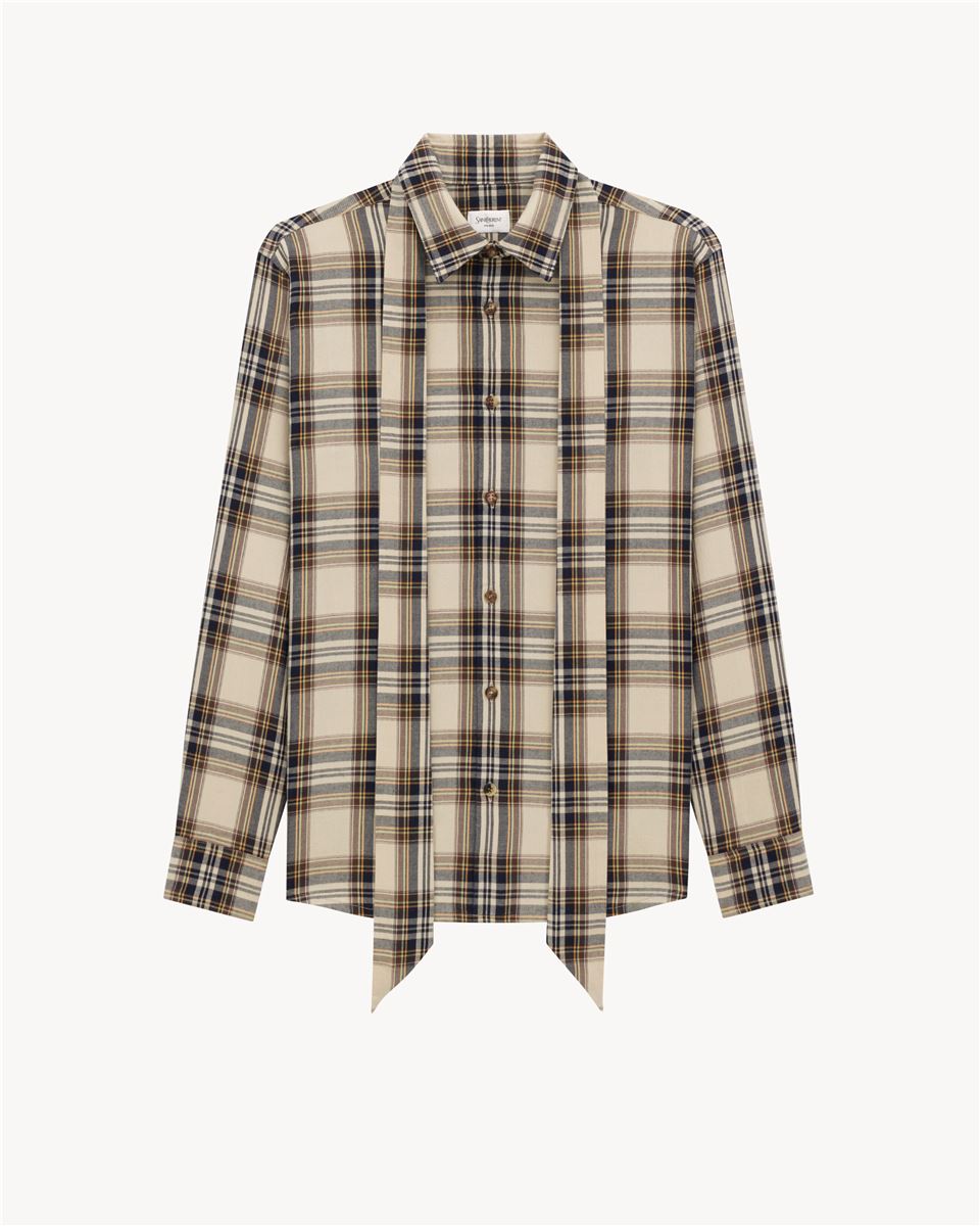 CASSANDRE LAVALLIÈRE SHIRT IN COTTON TARTAN-SAINT LAURENT-Verso