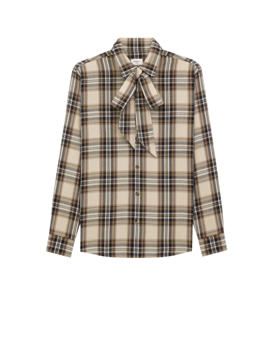 CASSANDRE LAVALLIÈRE SHIRT IN COTTON TARTAN-SAINT LAURENT-Verso