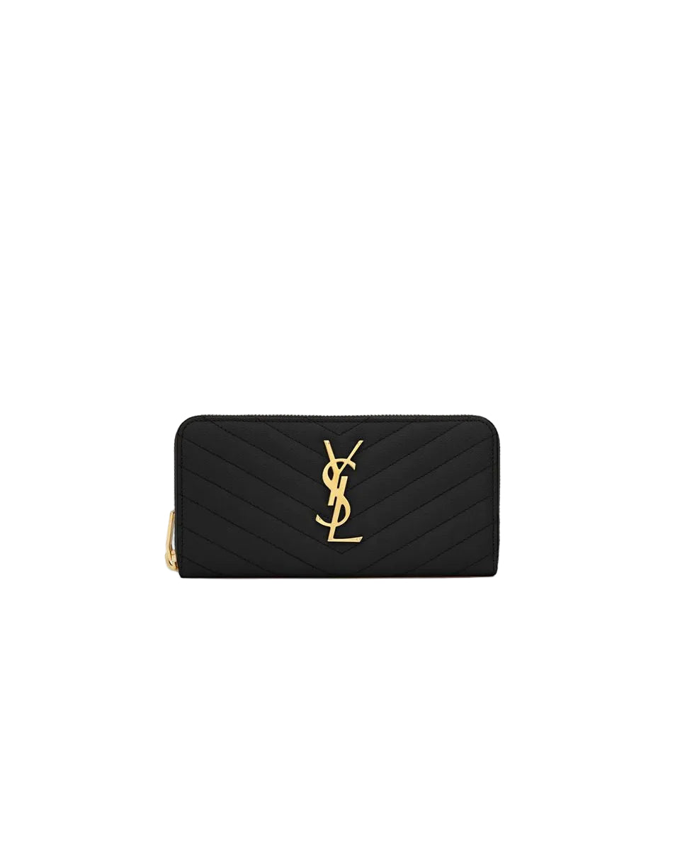 Cassandre matelassé zip around wallet in grain de poudre leather-SAINT LAURENT-313332-TU-Verso