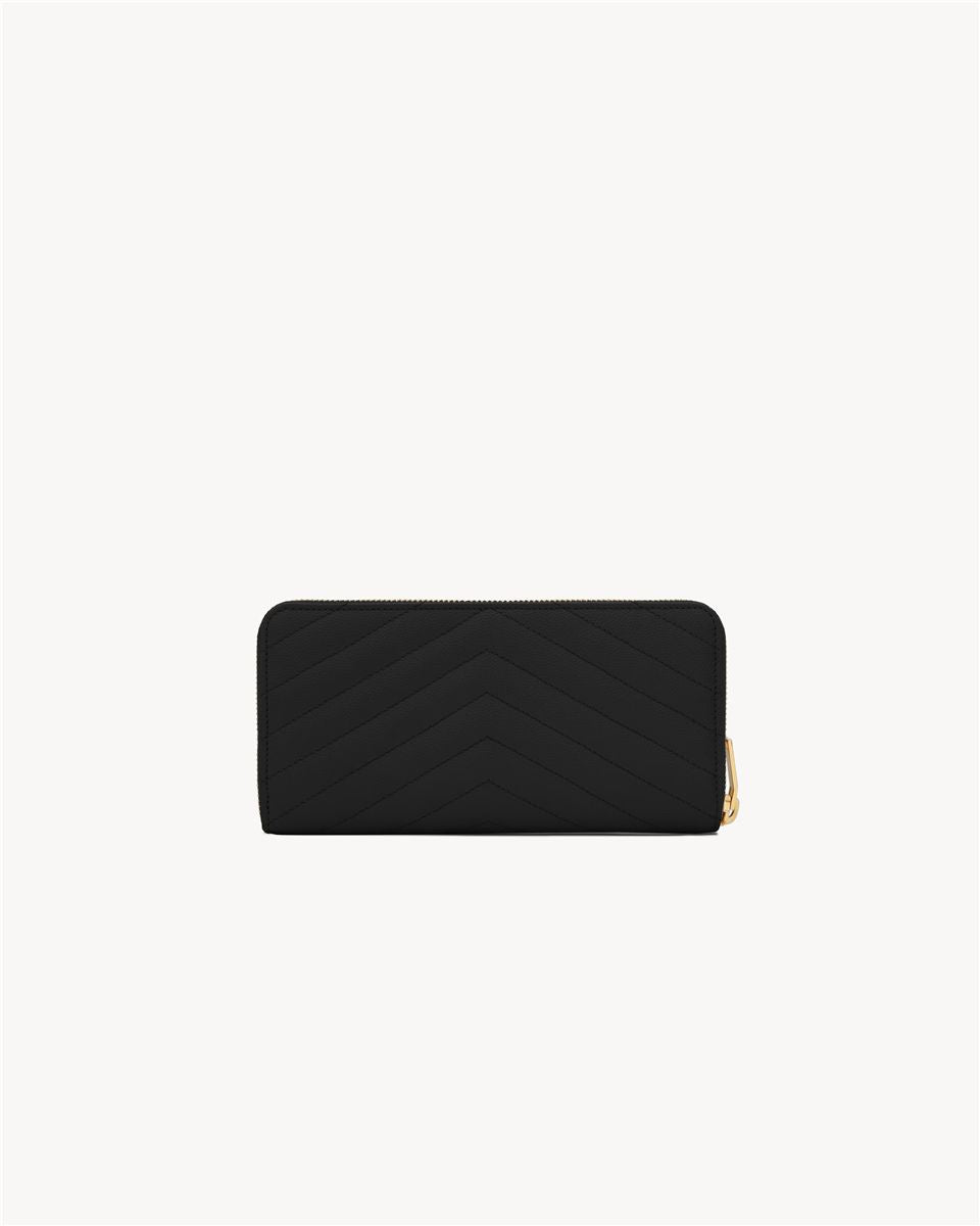 Cassandre matelassé zip around wallet in grain de poudre leather-SAINT LAURENT-Verso