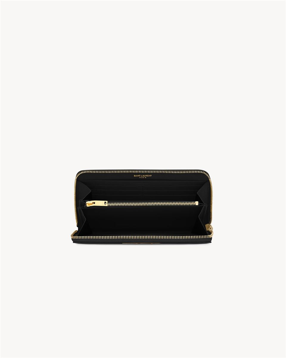 Cassandre matelassé zip around wallet in grain de poudre leather-SAINT LAURENT-Verso