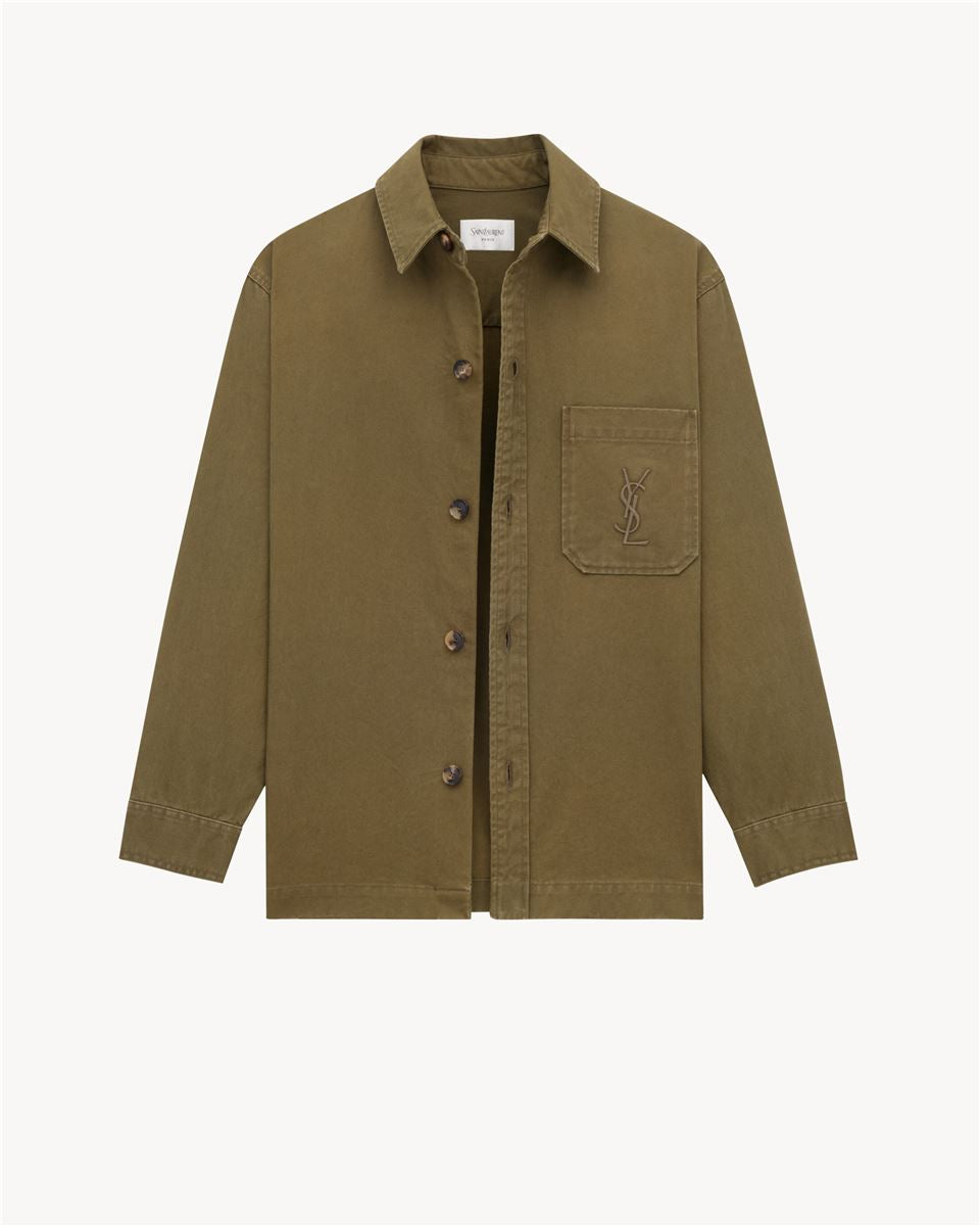 CASSANDRE OVERSHIRT IN COTTON LINEN GABARDINE-SAINT LAURENT-Verso