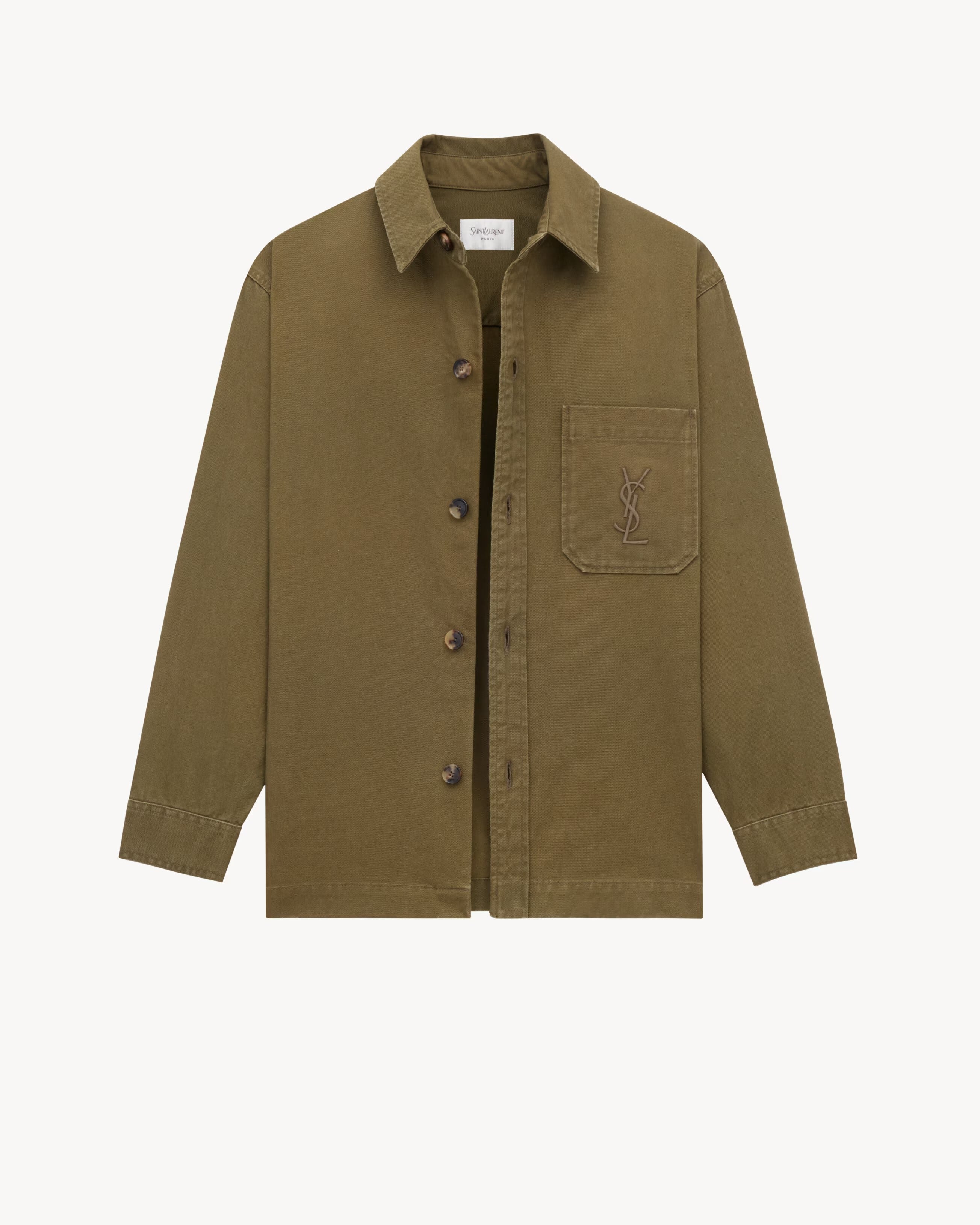 cassandre overshirt in cotton linen gabardine-SAINT LAURENT-Verso