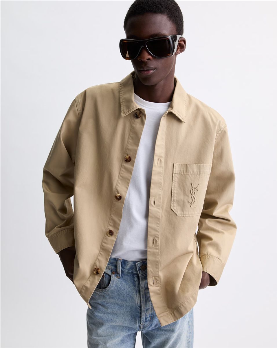 Cassandre overshirt in cotton linen gabardine-SAINT LAURENT-Verso