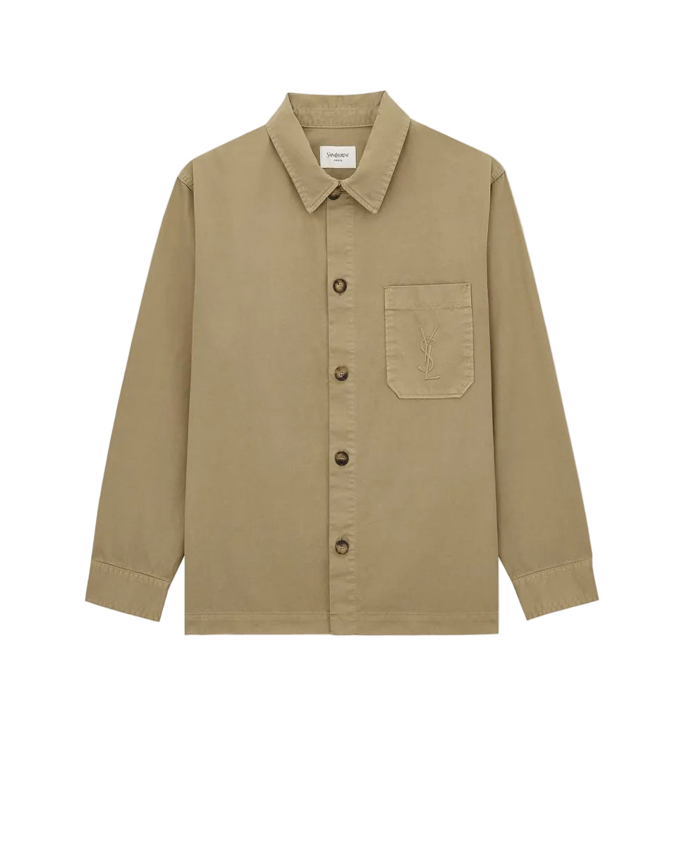 Cassandre overshirt in cotton linen gabardine-SAINT LAURENT-Verso