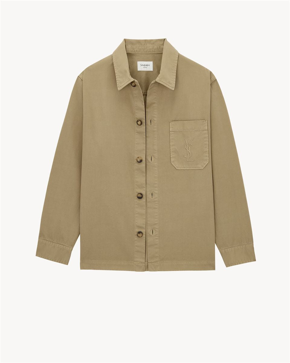 Cassandre overshirt in cotton linen gabardine-SAINT LAURENT-Verso