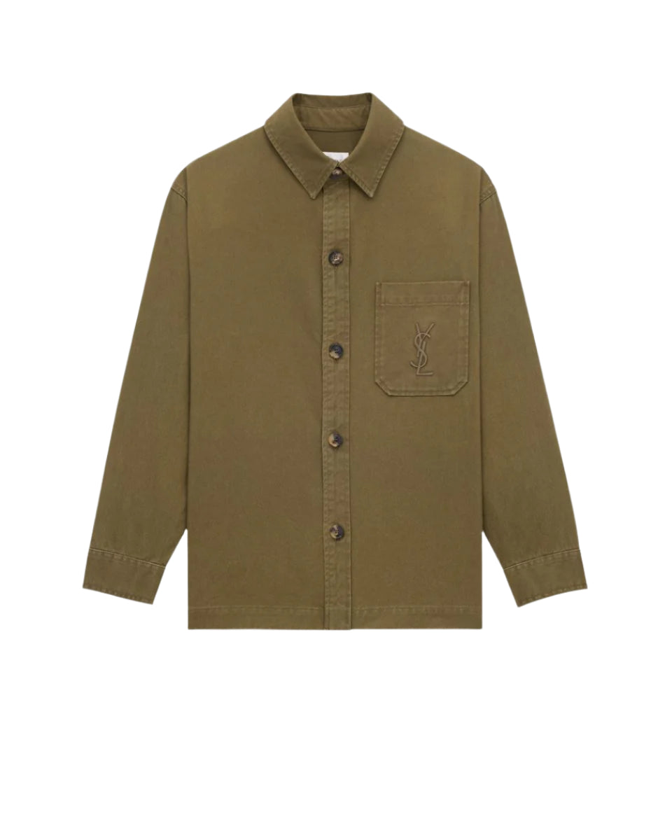 CASSANDRE OVERSHIRT IN COTTON LINEN GABARDINE-SAINT LAURENT-Verso
