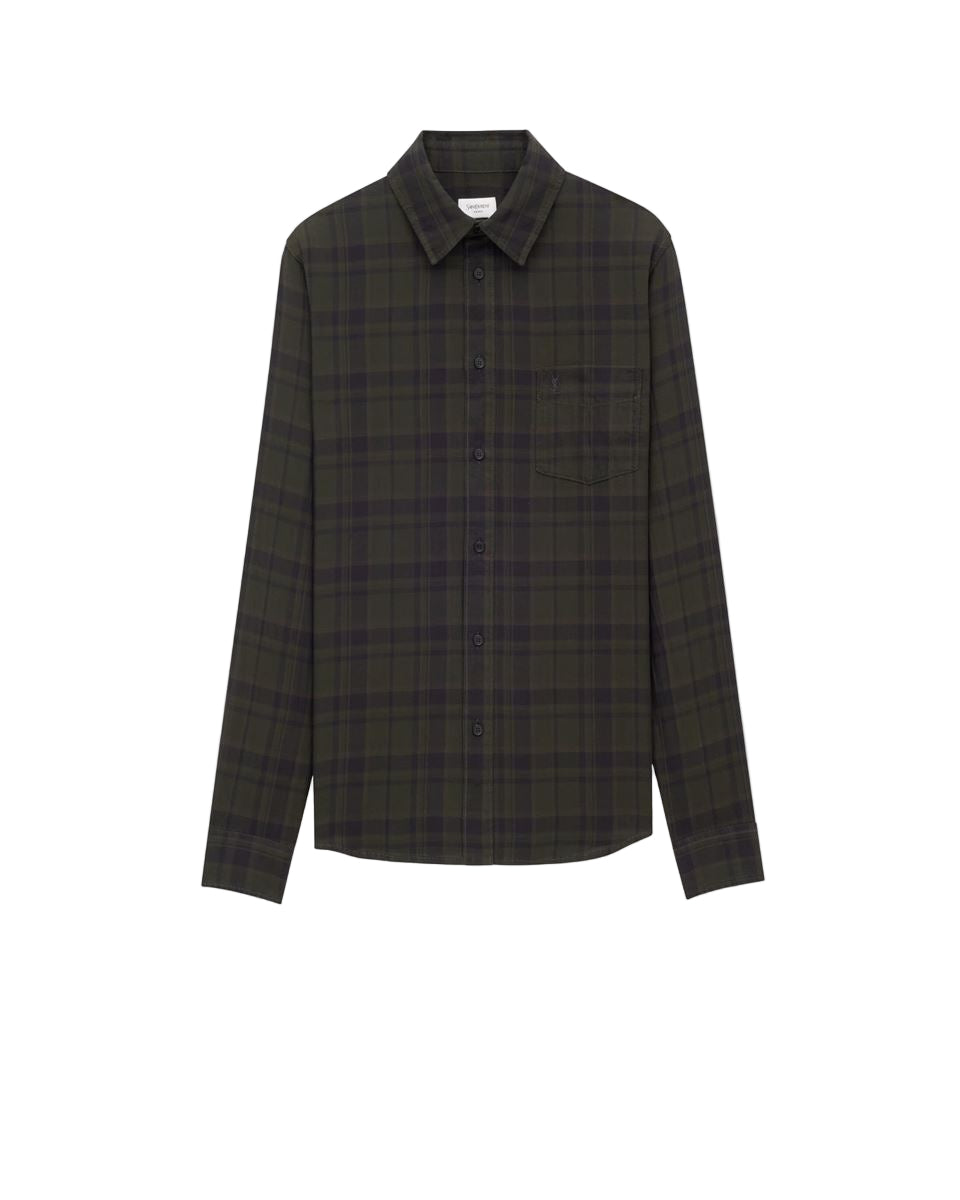 Cassandre Shirt in Cotton Check-SAINT LAURENT-Verso
