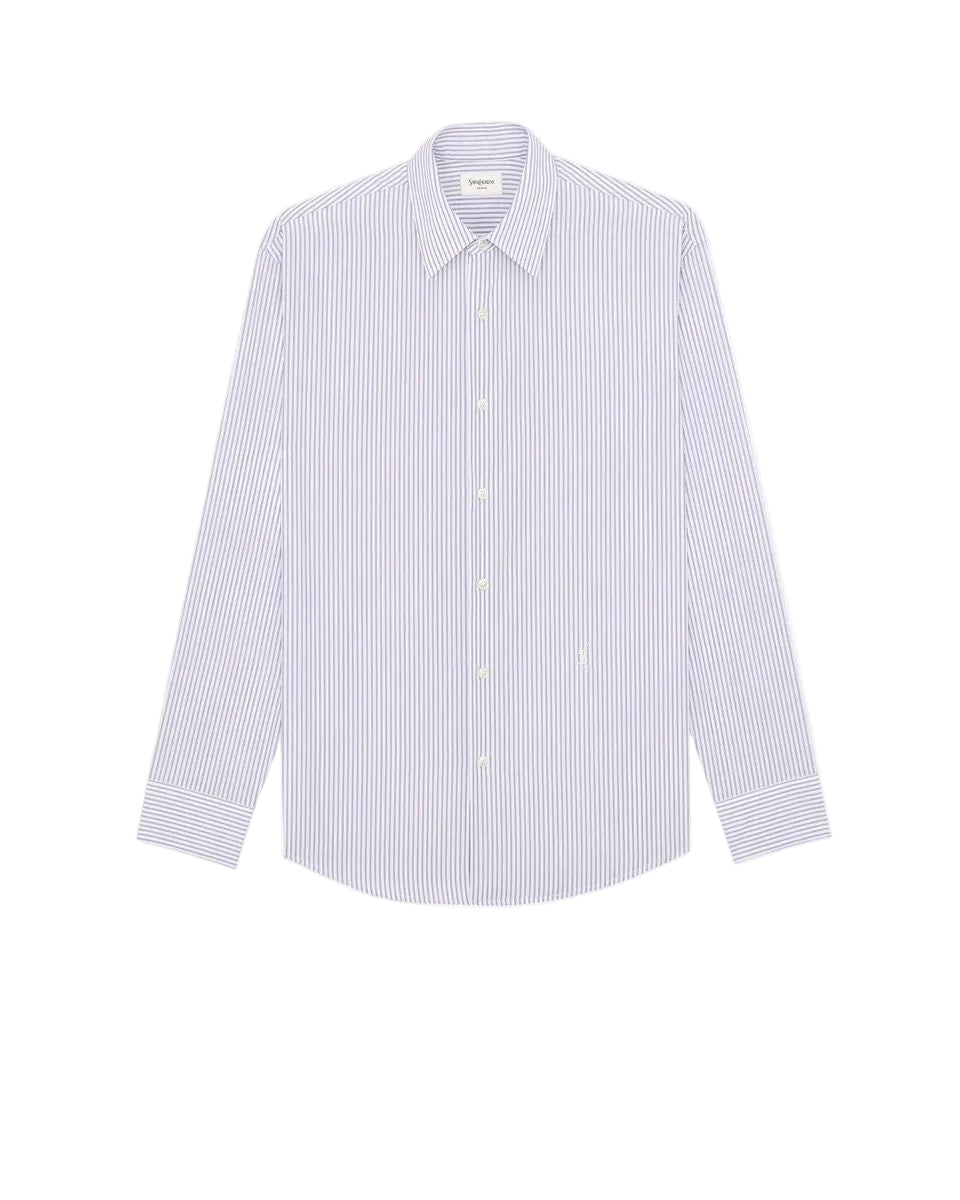 Cassandre shirt in striped cotton poplin-SAINT LAURENT-Verso