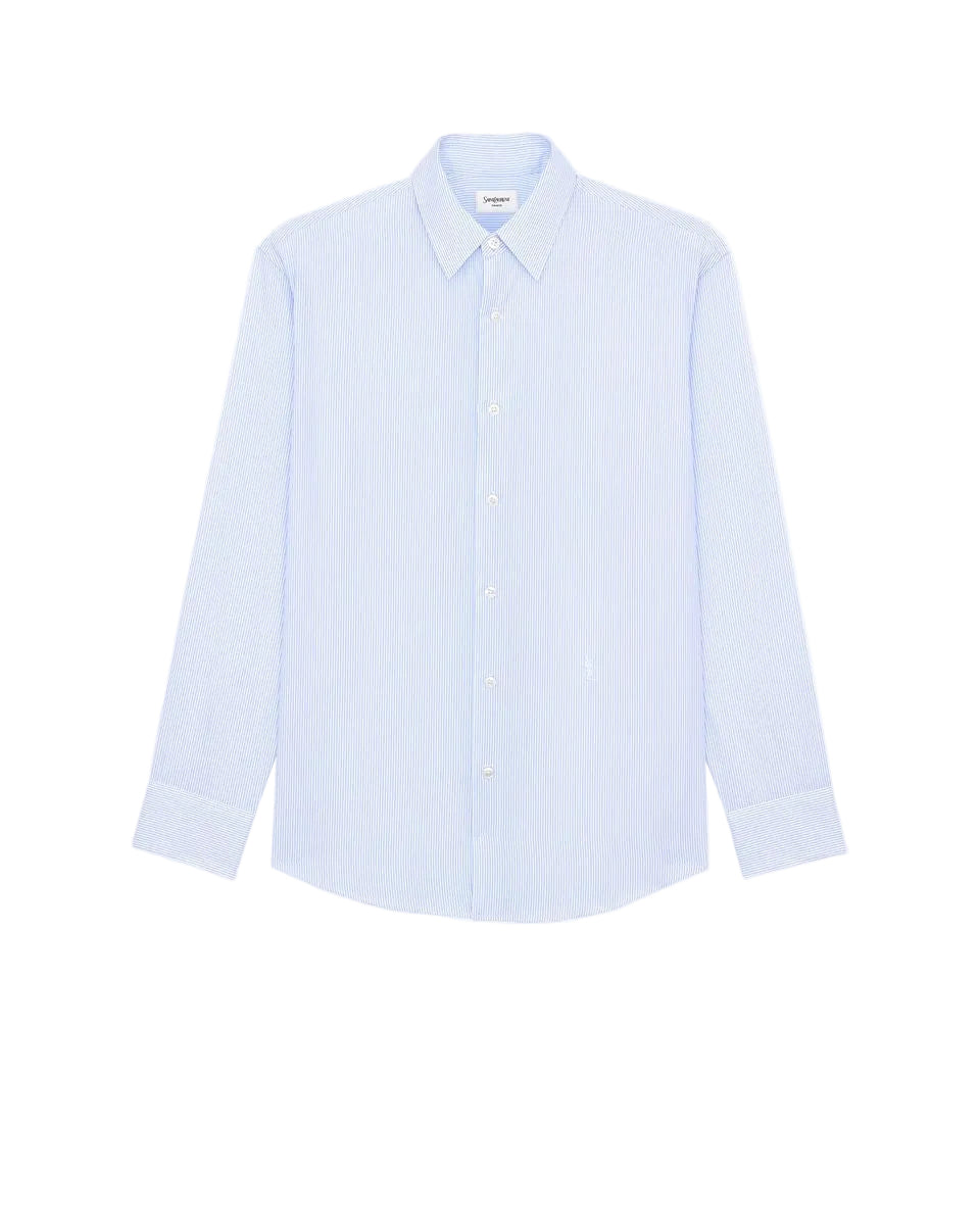 Cassandre shirt in striped cotton poplin-SAINT LAURENT-Verso