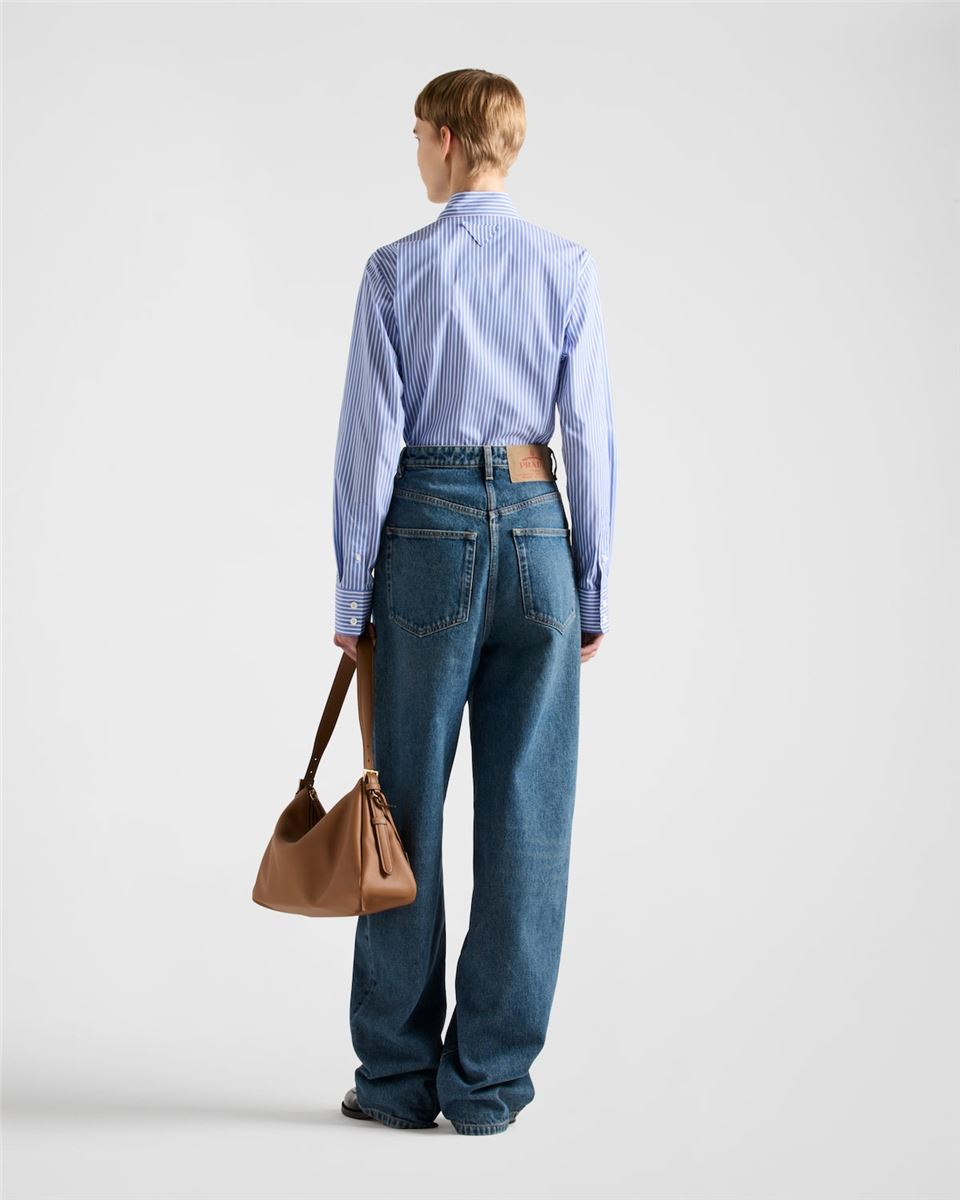 EMBROIDERED STRIPE POPLIN SHIRT -  PRADA -  Verso