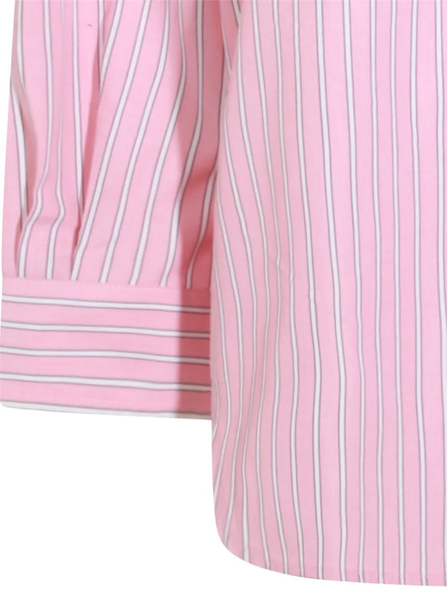 Striped-pattern logo-embroidered shirt