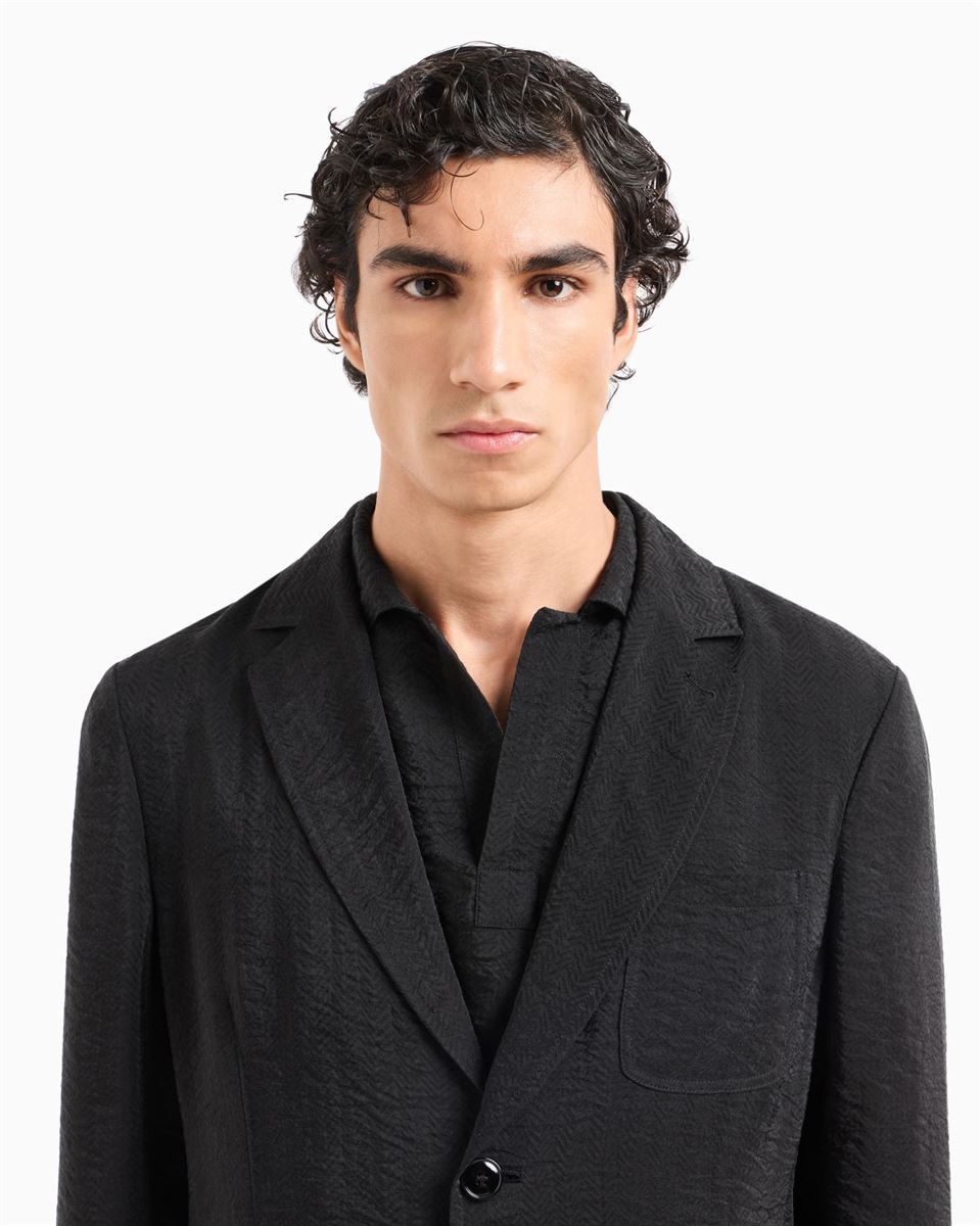 single-breasted jacket in jacquard cupro