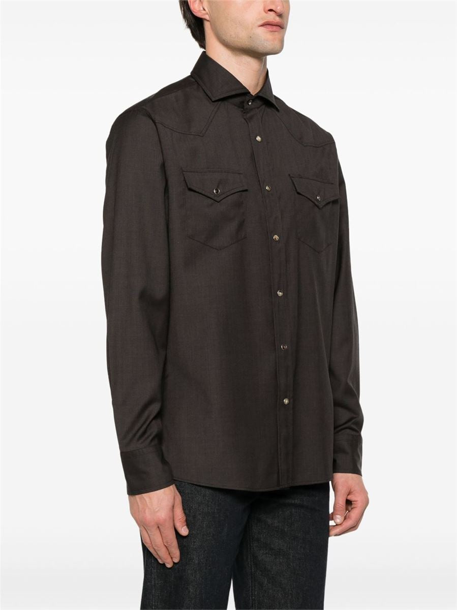 VIRGIN WOOL SHIRT -  BRUNELLO CUCINELLI -  Verso