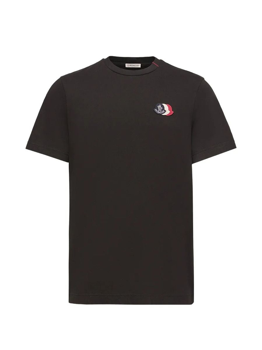 Embroidered tricolor logo cotton t-shirt