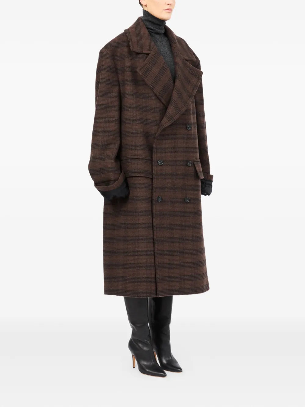 Maison margiela checked double-breasted coat