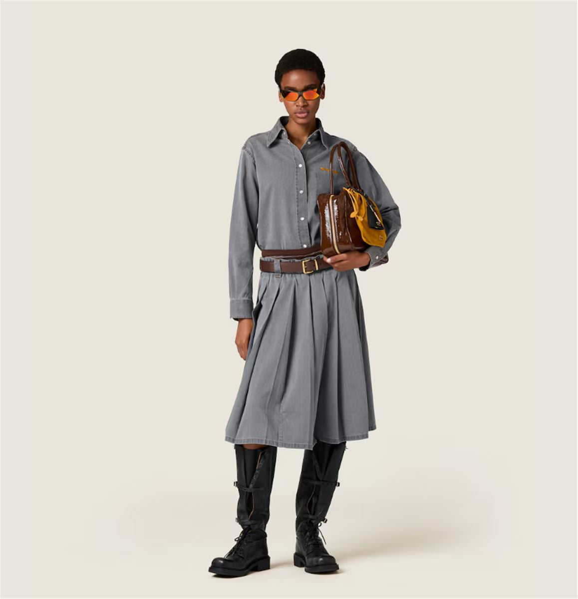 CROPPED CHAMBRAY SHIRT -  MIU MIU -  Verso