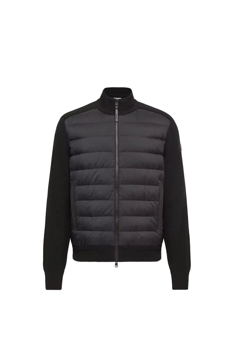 Wool & cashmere blend padded zip-up cardigan