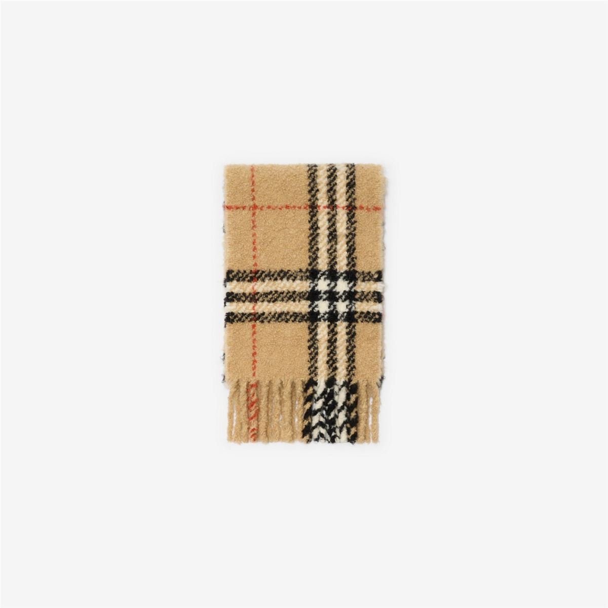 Check alpaca wool blend bouclé scarf-BURBERRY-Verso