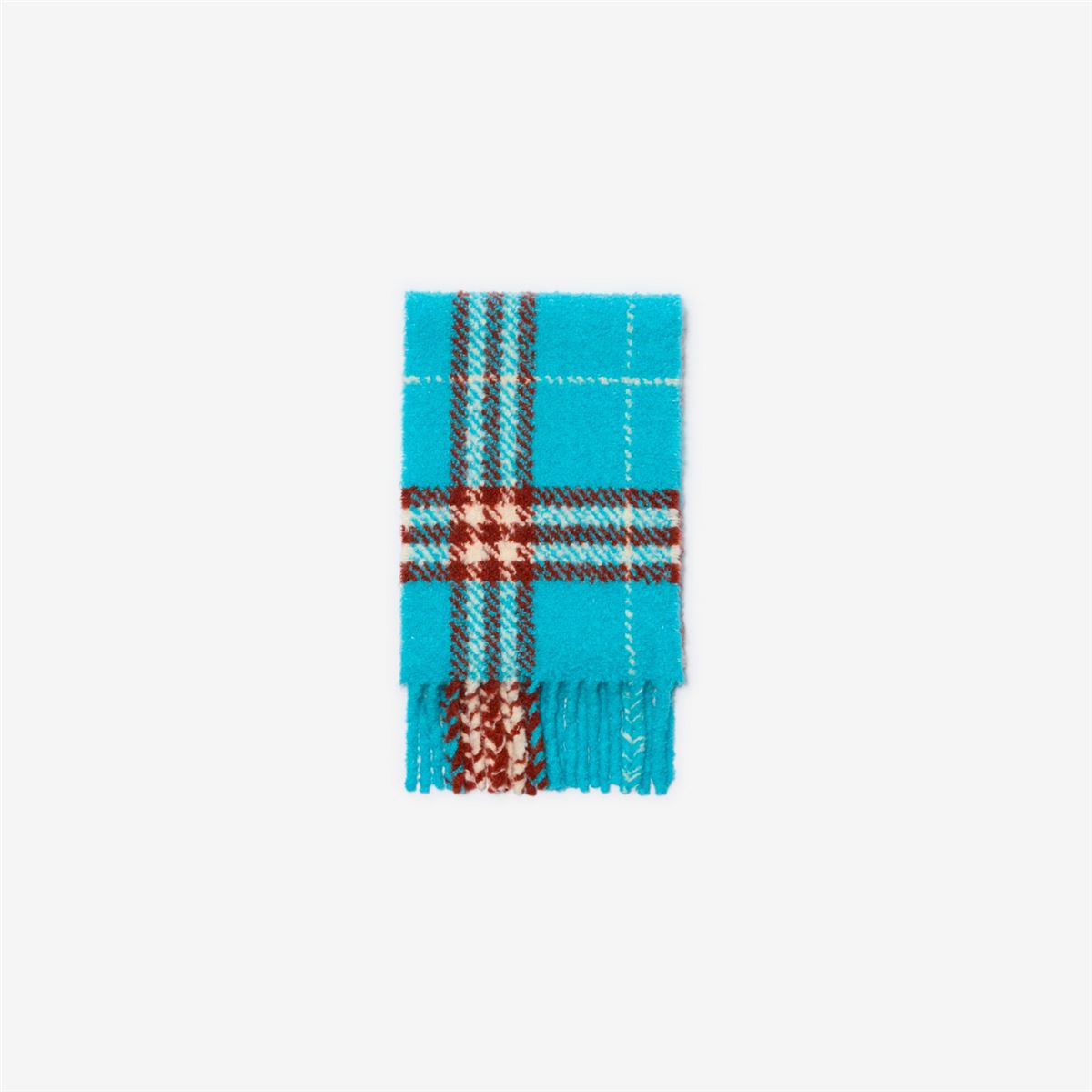 Check alpaca wool blend bouclé scarf-BURBERRY-Verso