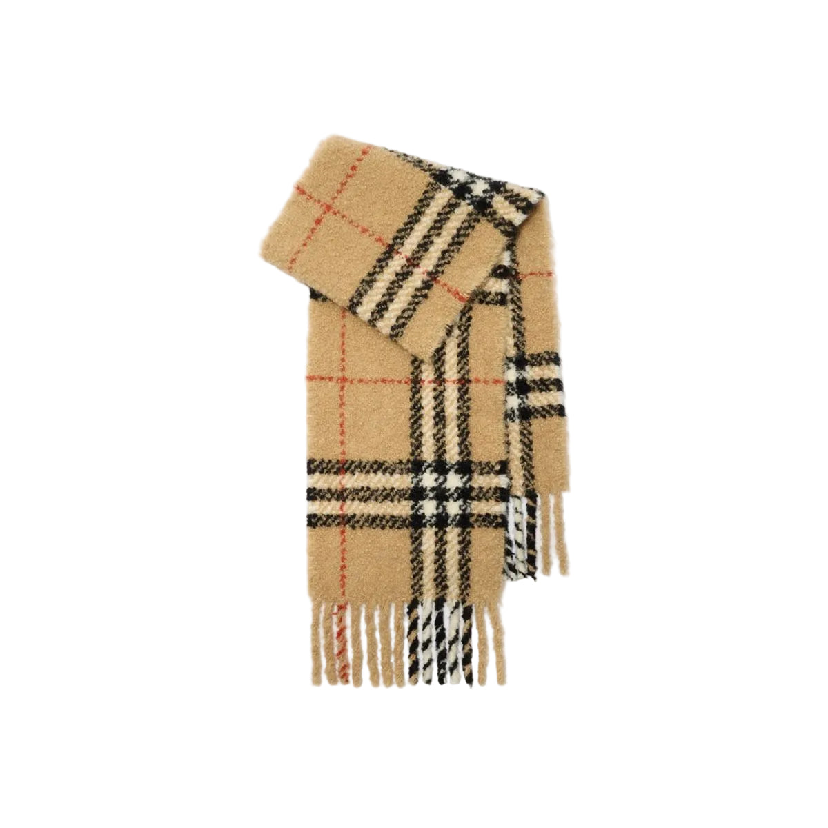 Check alpaca wool blend bouclé scarf-BURBERRY-Verso