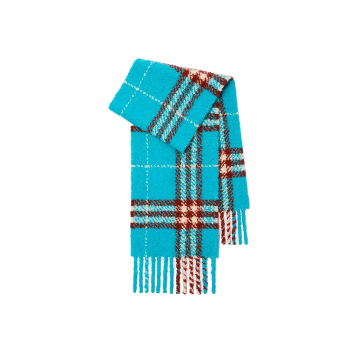 Check alpaca wool blend bouclé scarf-BURBERRY-Verso