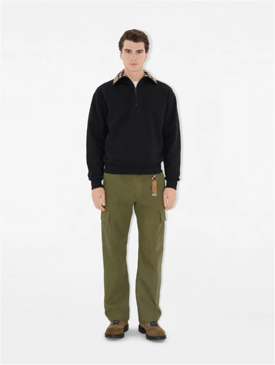 check collar cotton half-zip sweatshirt-BURBERRY-Verso