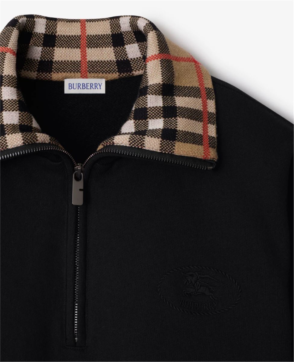check collar cotton half-zip sweatshirt-BURBERRY-Verso