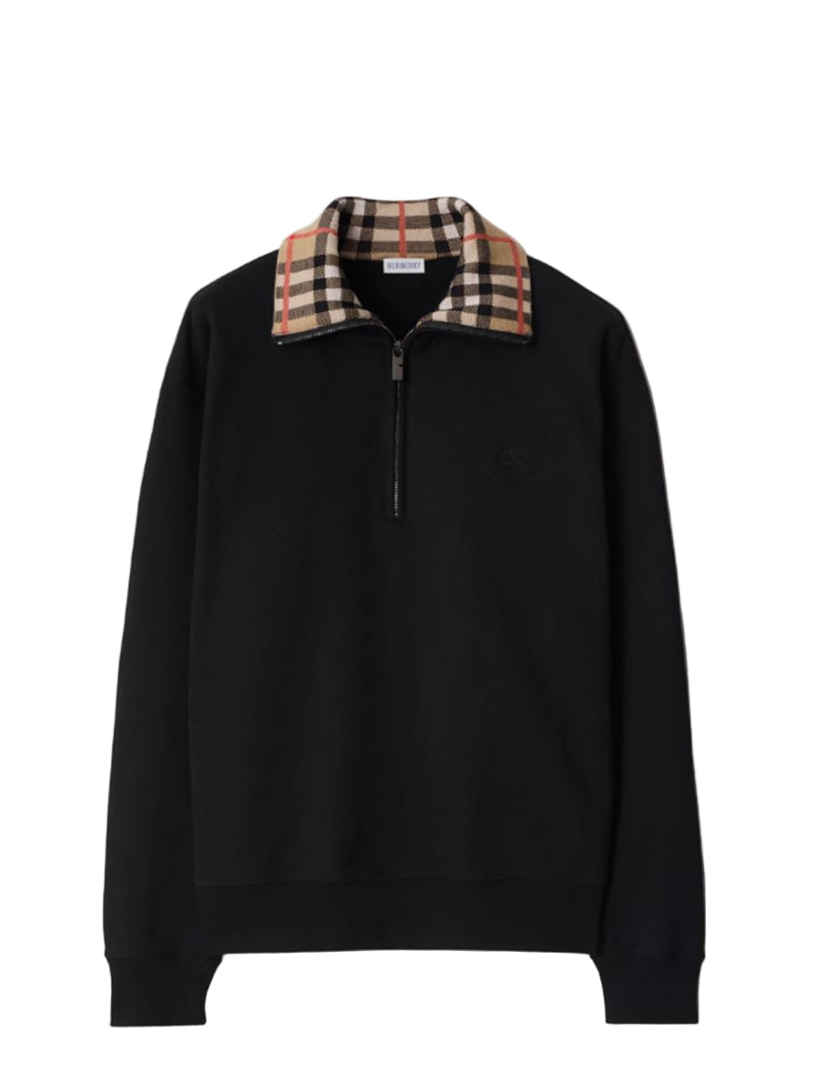 check collar cotton half-zip sweatshirt-BURBERRY-Verso