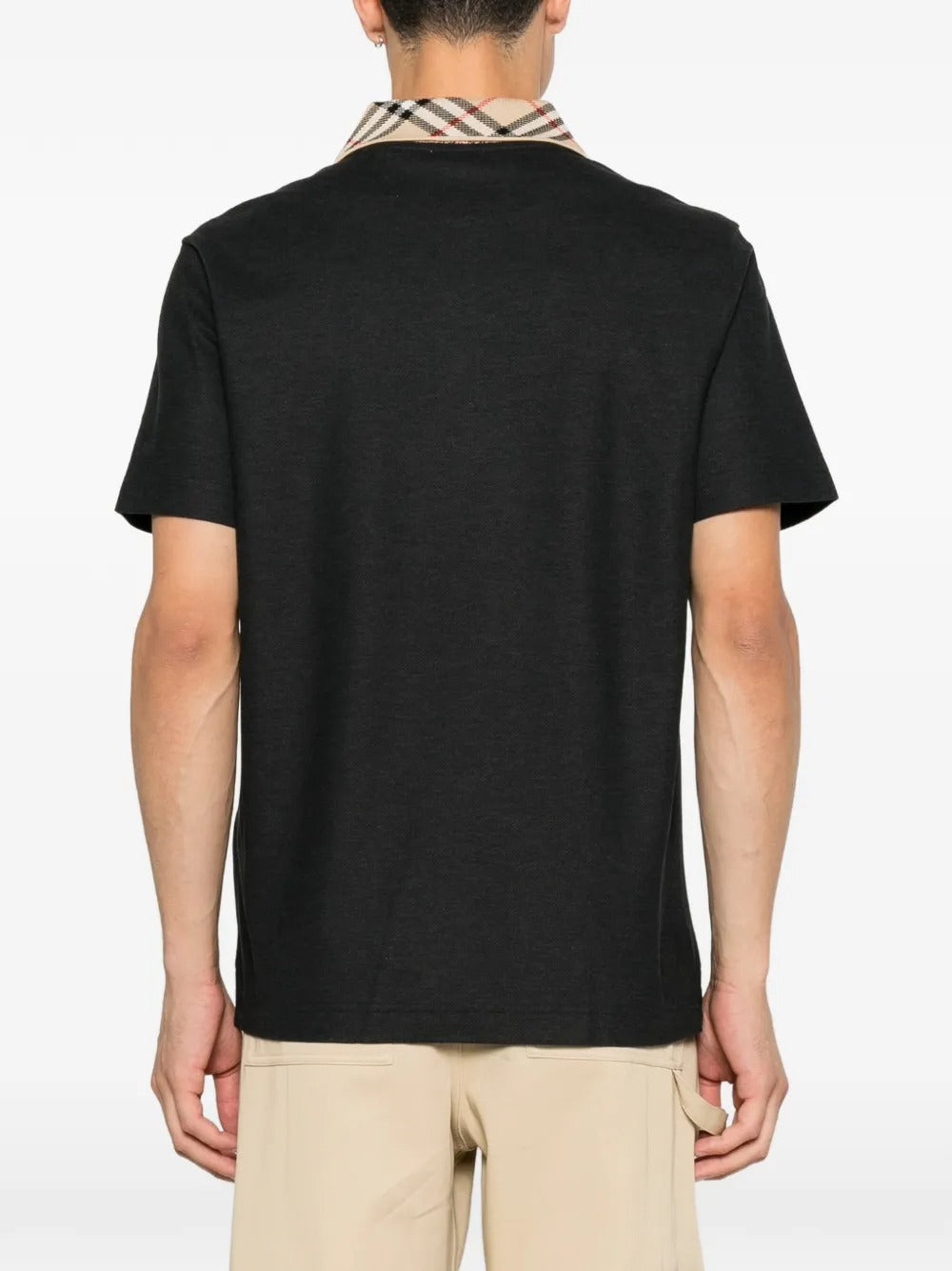 Check-collar cotton polo shirt-BURBERRY-Verso