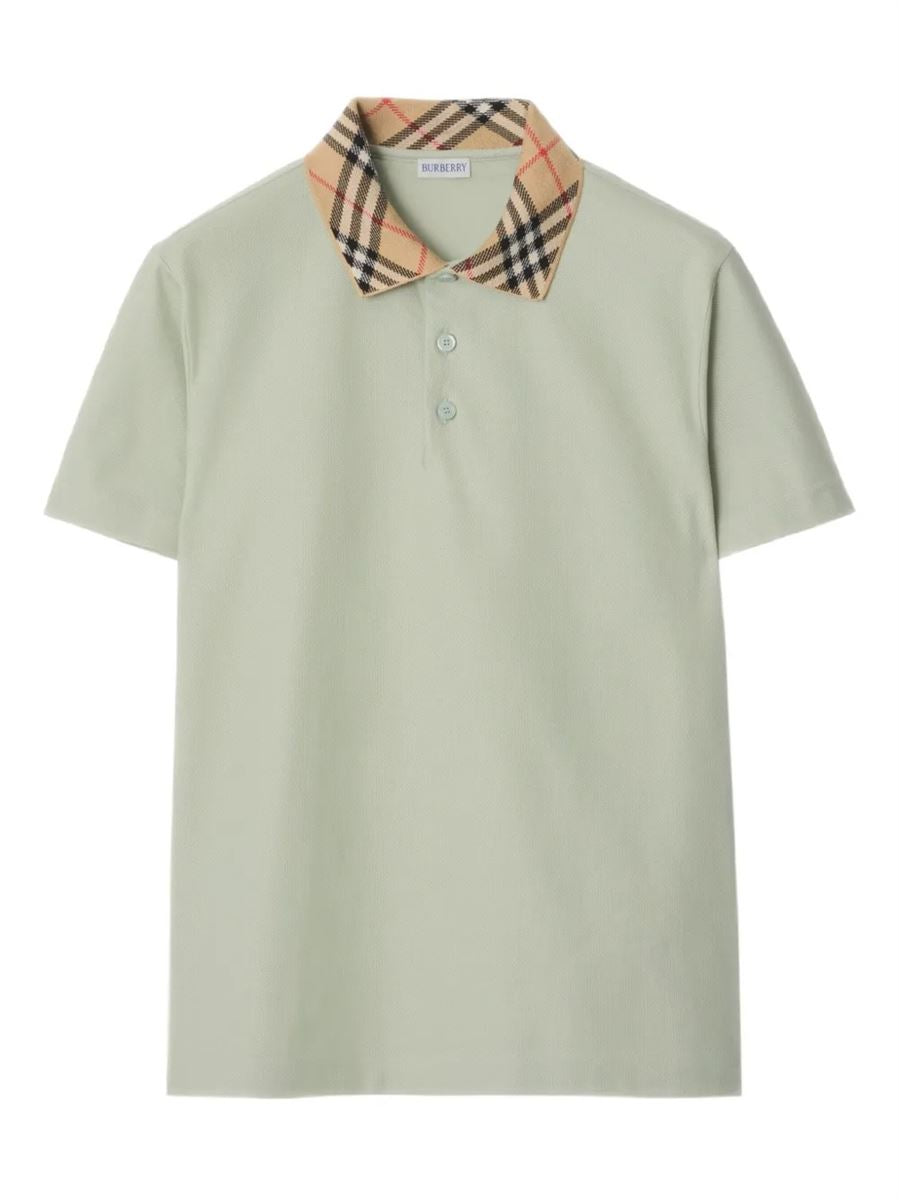 Check-collar cotton polo shirt-BURBERRY-Verso