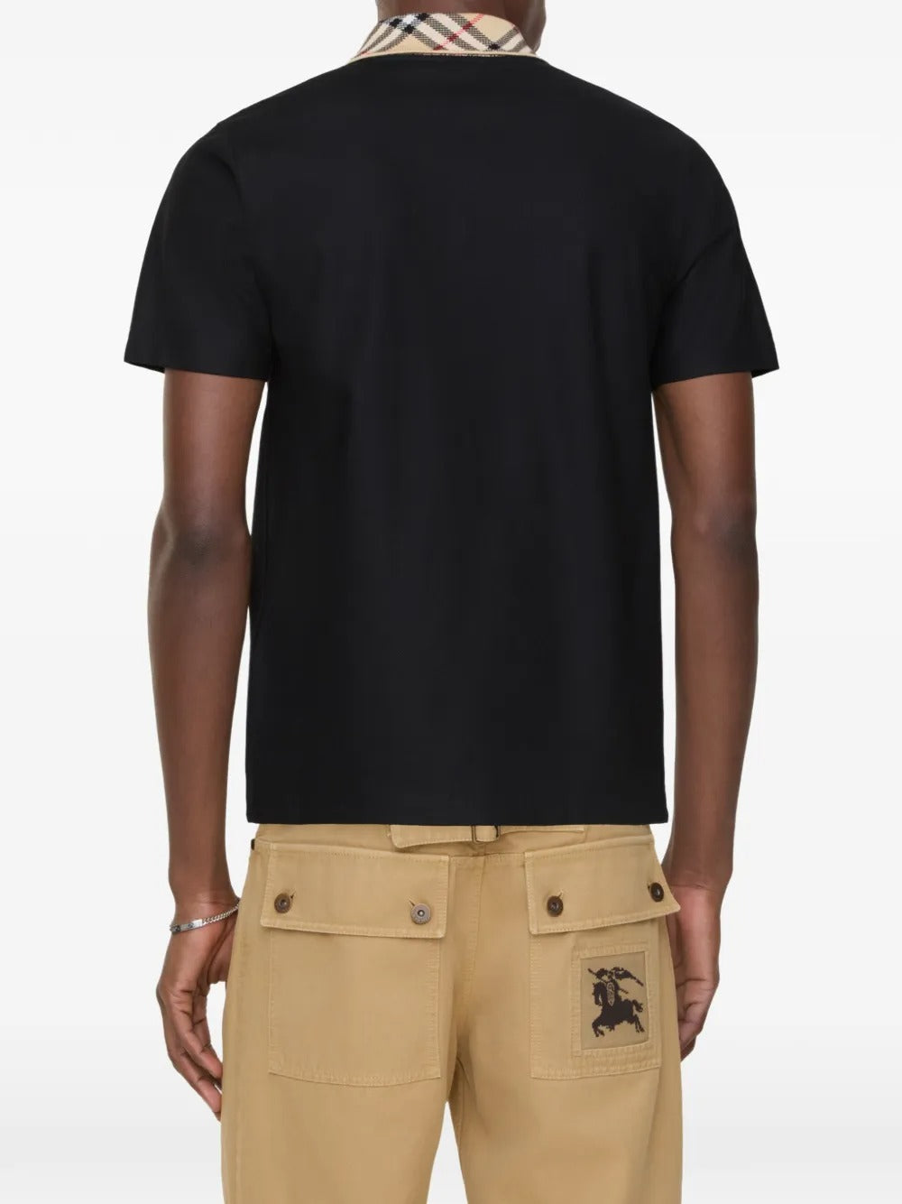 Check-collar cotton polo shirt-BURBERRY-Verso