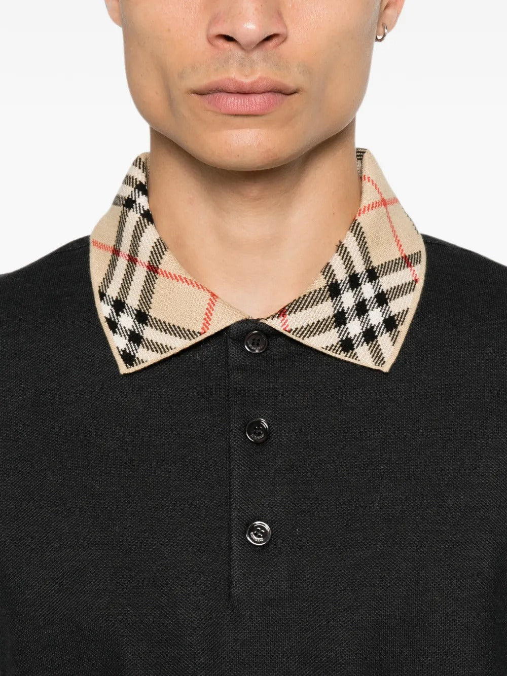 Check-collar cotton polo shirt-BURBERRY-Verso