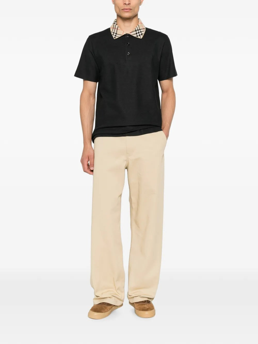 Check-collar cotton polo shirt-BURBERRY-Verso