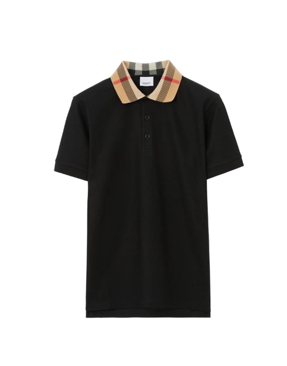 check collar cotton polo shirt-BURBERRY-Verso