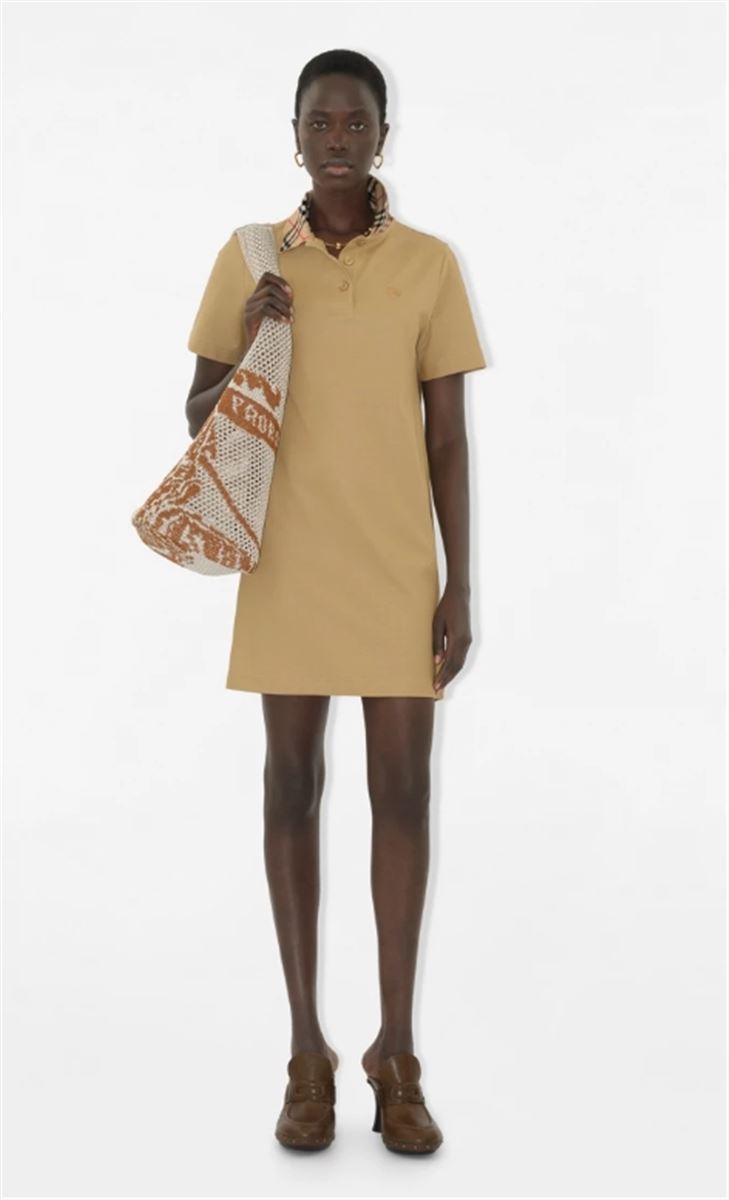 CHECK COLLAR COTTON POLO SHIRT DRESS
