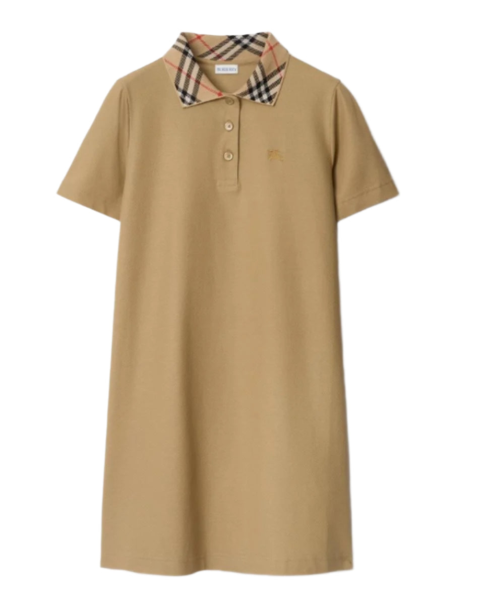 CHECK COLLAR COTTON POLO SHIRT DRESS