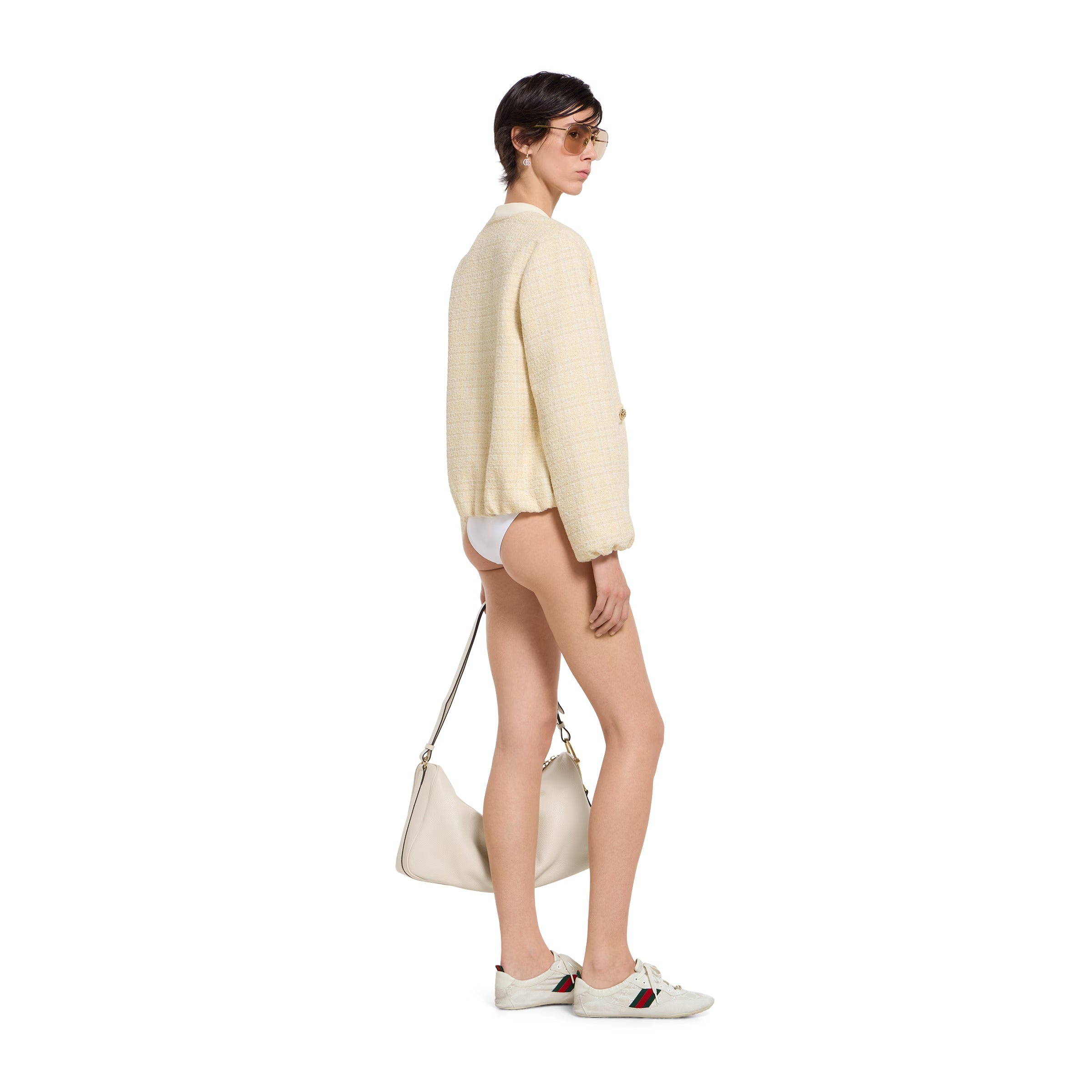 Check cotton tweed jacket-GUCCI-Verso