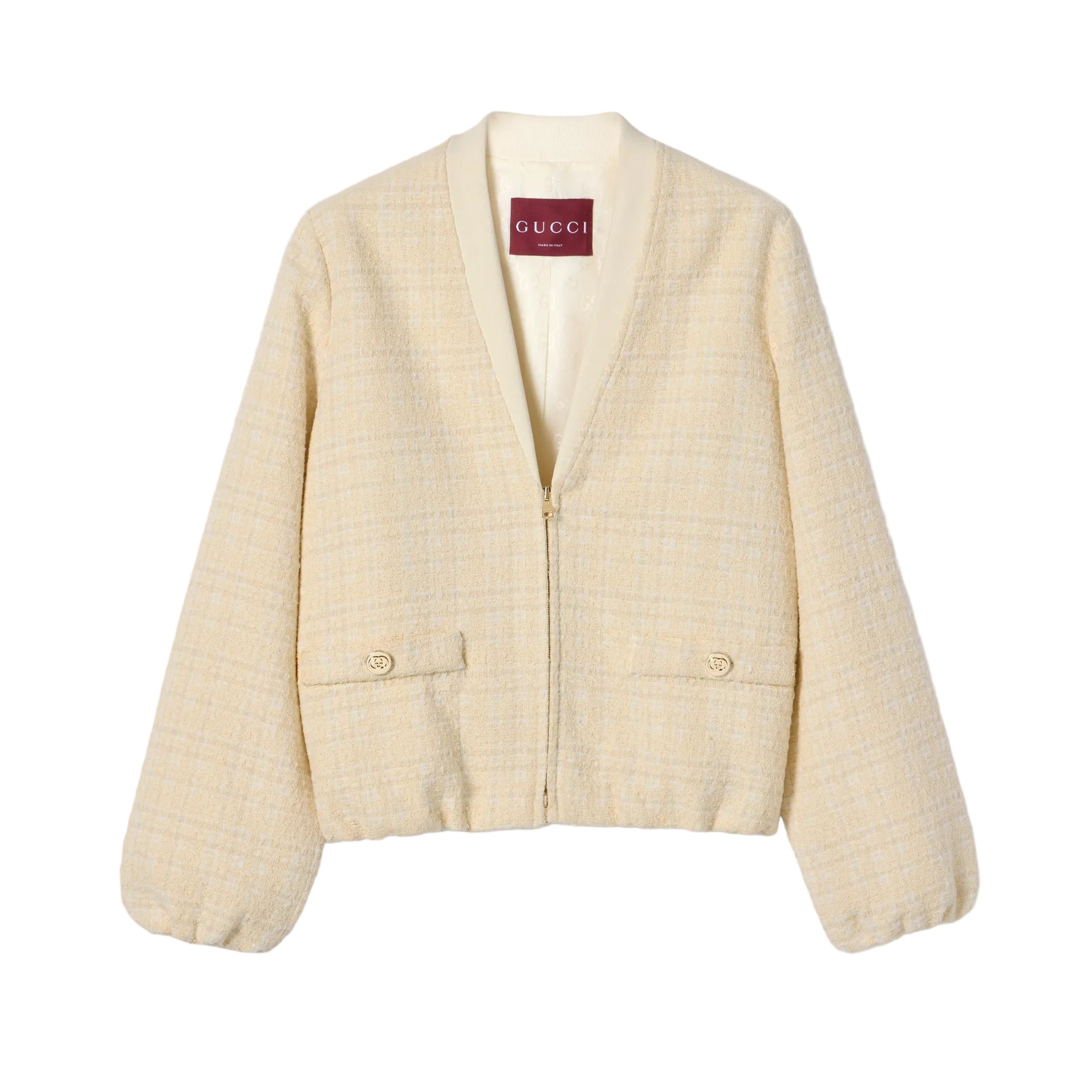 Check cotton tweed jacket-GUCCI-Verso