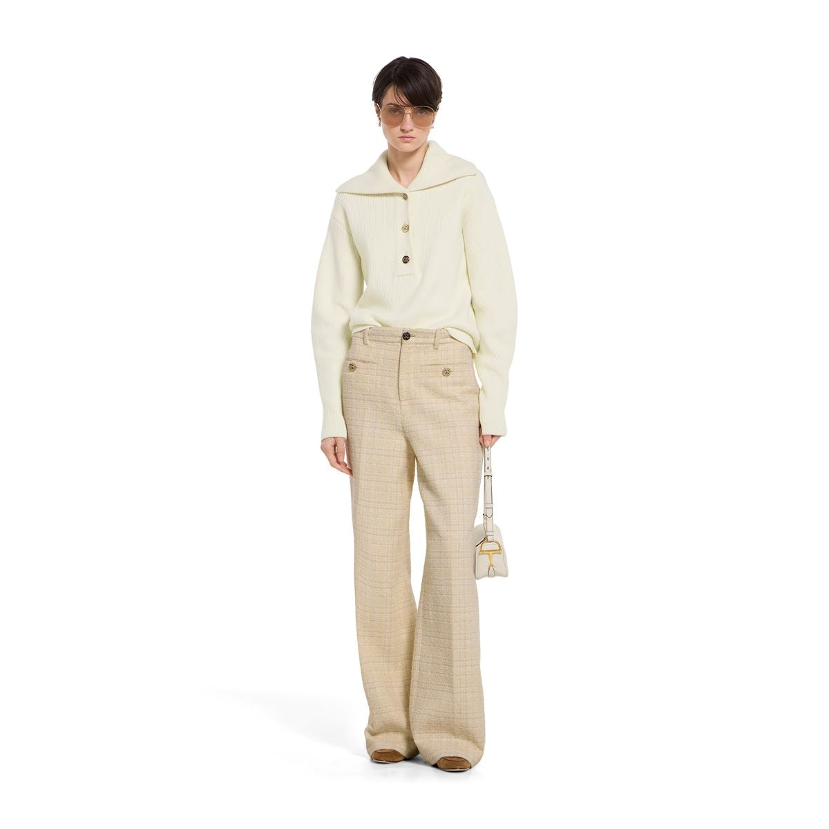 Check cotton tweed trousers-GUCCI-Verso