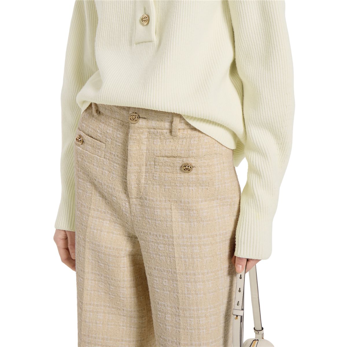 Check cotton tweed trousers-GUCCI-Verso