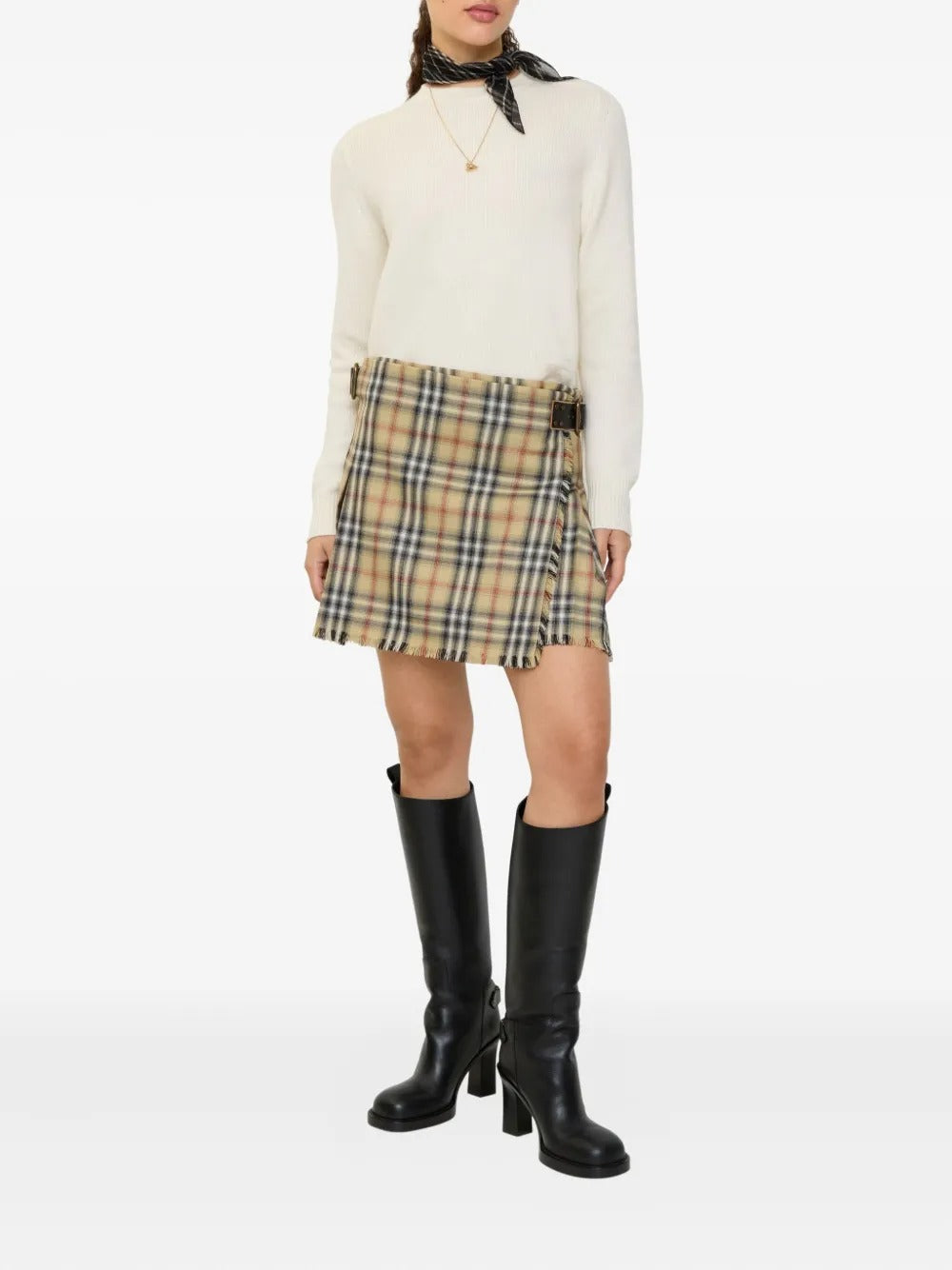 Check-fringed mini kilt-BURBERRY-Verso