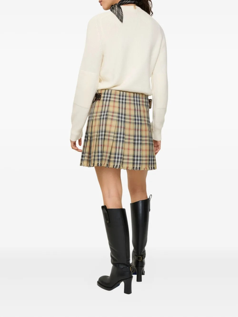 Check-fringed mini kilt-BURBERRY-Verso