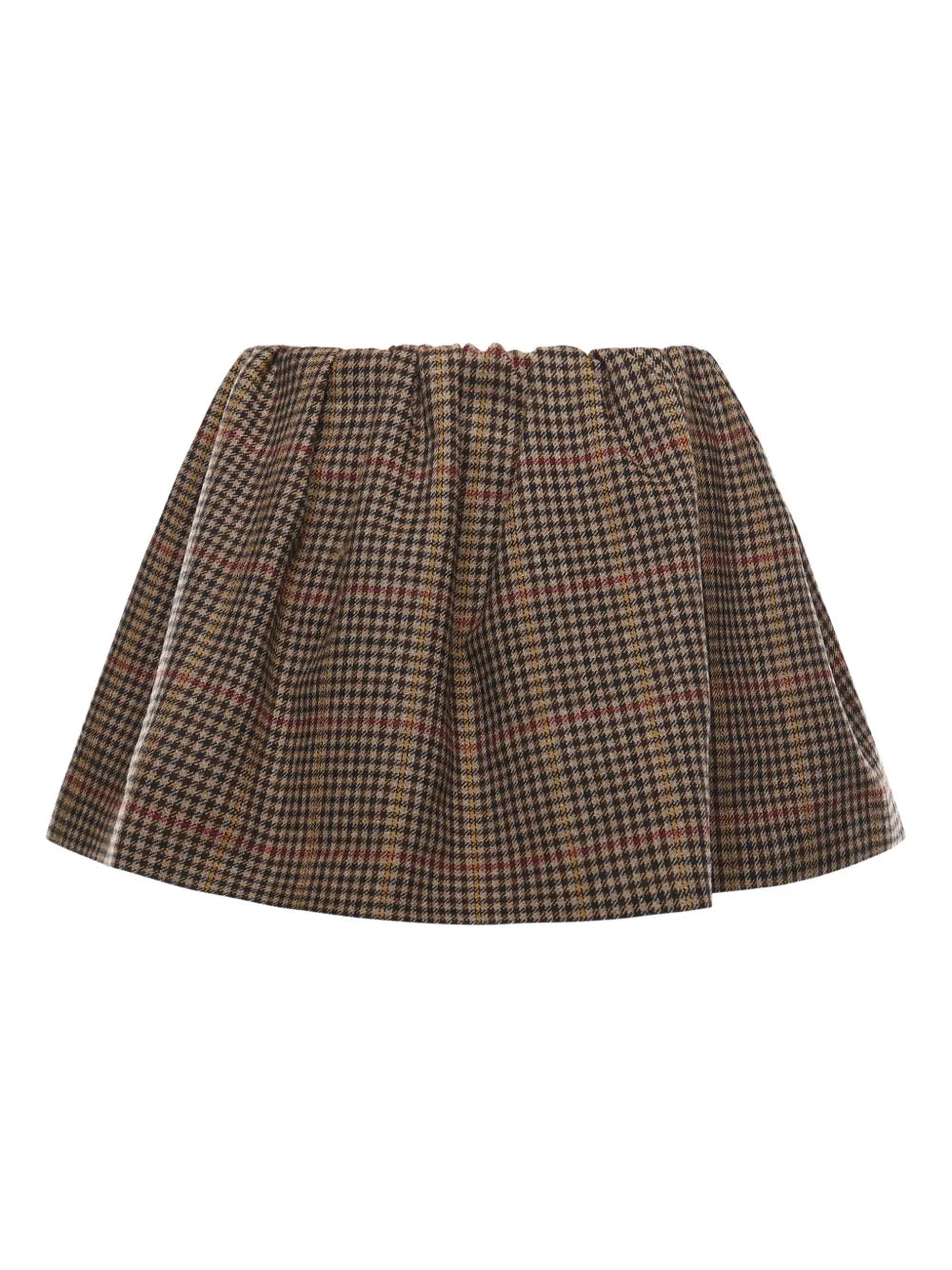 Check Gathered Mini Skirt