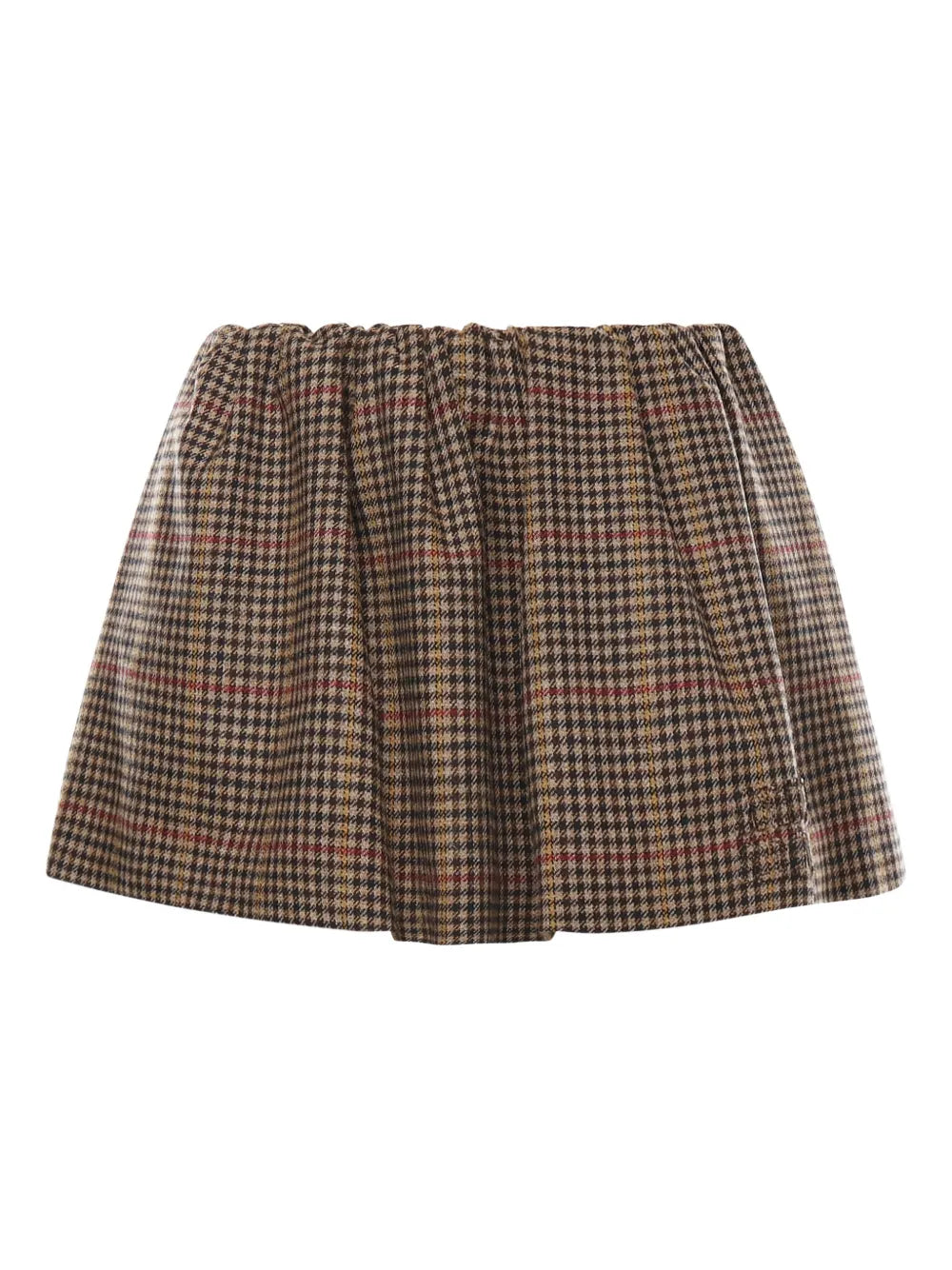 Check Gathered Mini Skirt