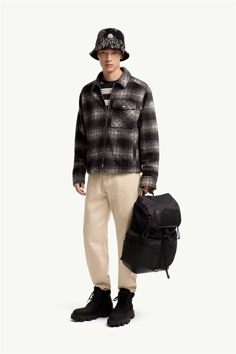 Check jersey zip-up shirt-MONCLER-Verso