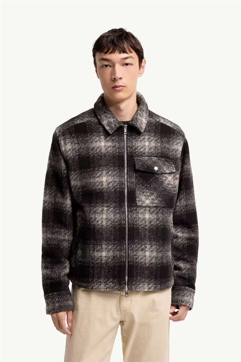 Check jersey zip-up shirt-MONCLER-Verso