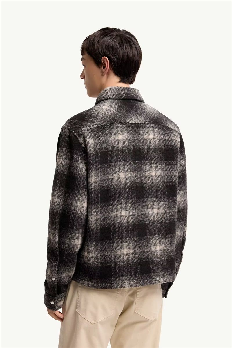Check jersey zip-up shirt-MONCLER-Verso